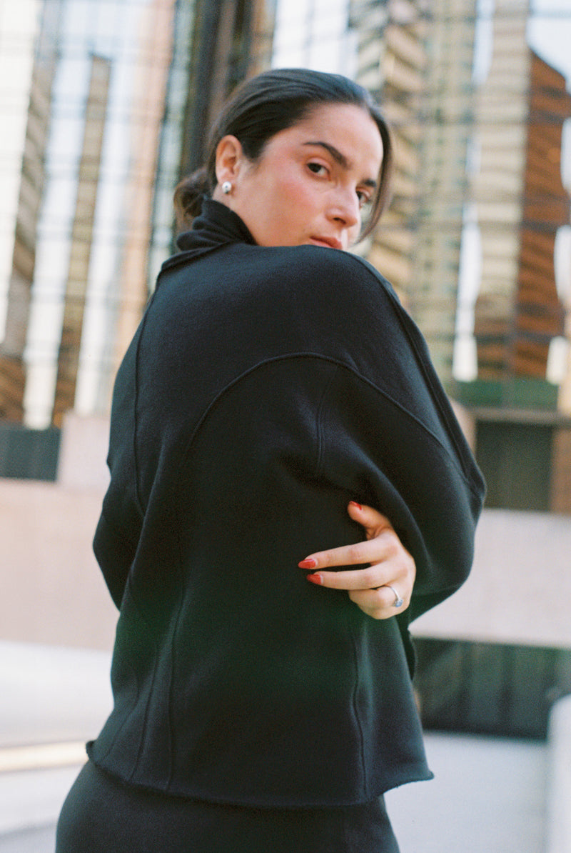 Heavy Fleece Dome Sweater - Black