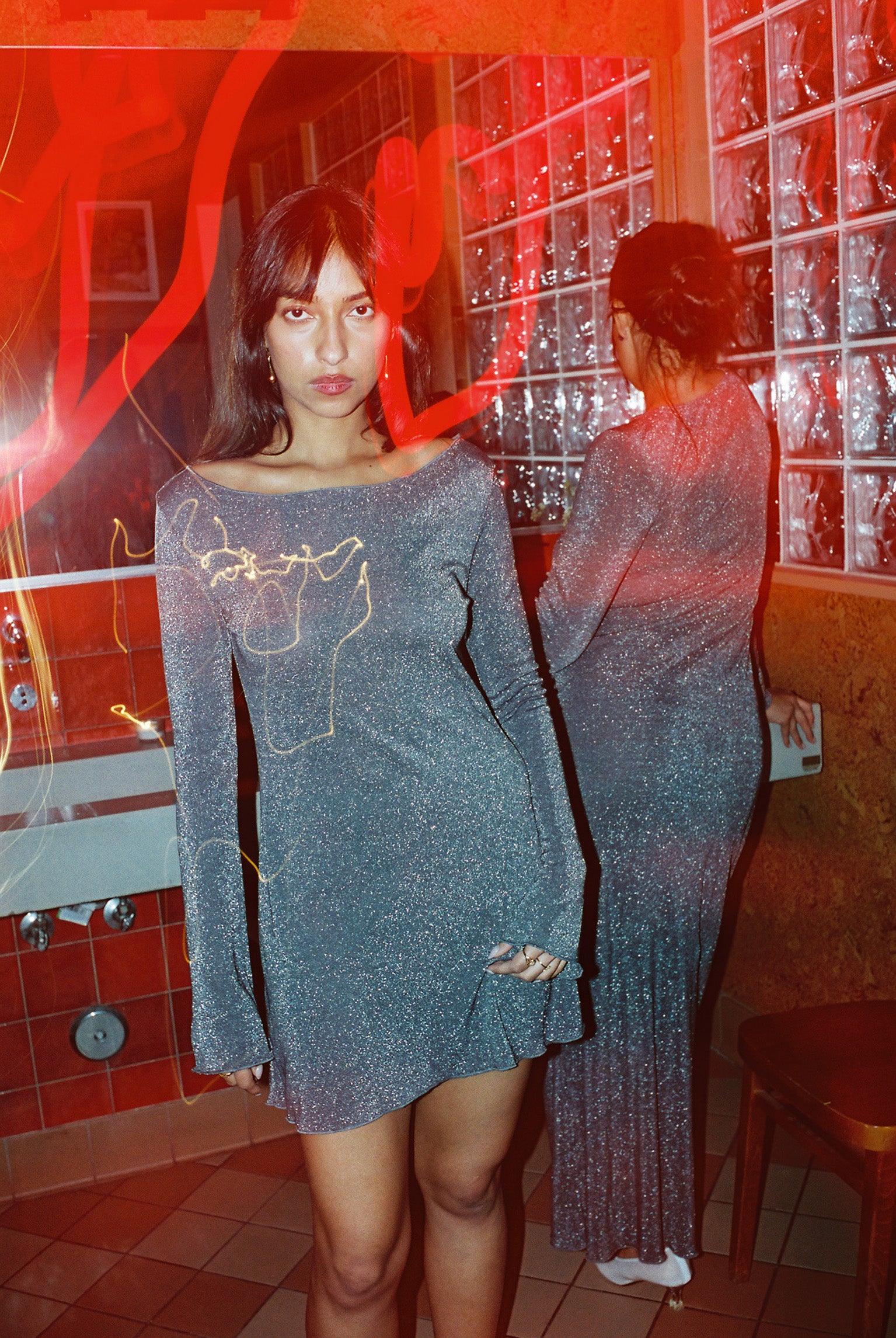 Shimmer Knit Elektra Dress - Espresso