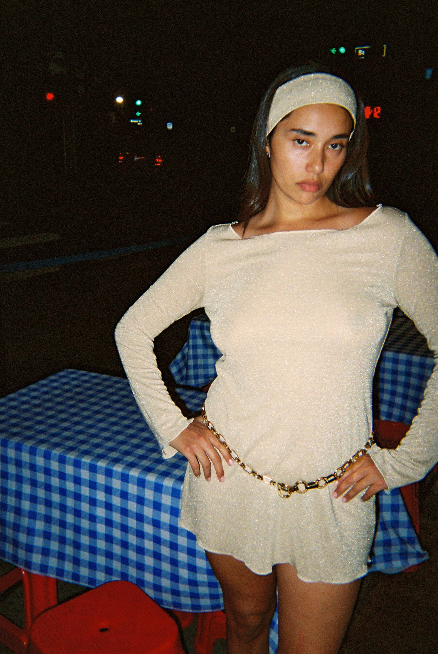 Shimmer Knit Headband - Champagne