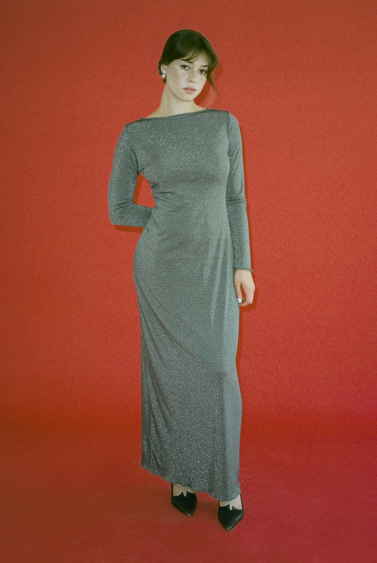 Shimmer Knit Jane Dress - Espresso