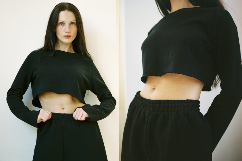 Joanna Crop Sweatshirt - Black