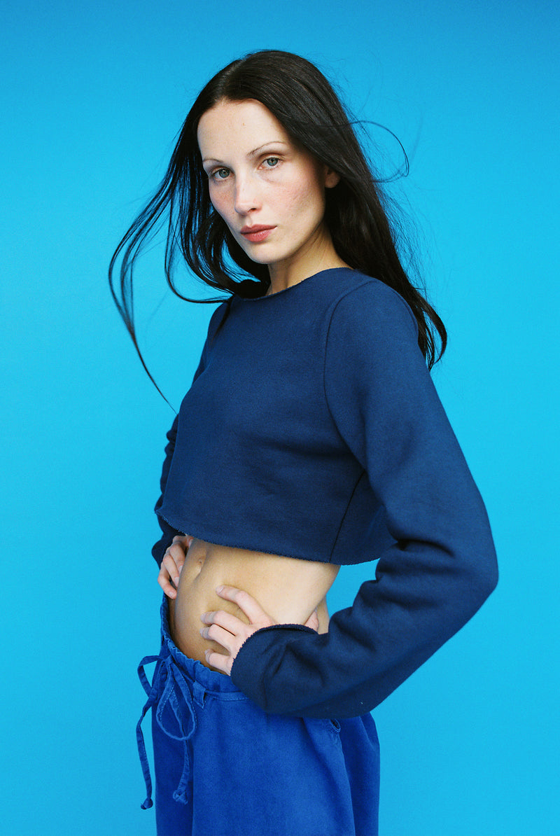 Joanna Crop Sweatshirt - Navy