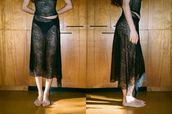 Lace Asymmetrical Skirt - Black