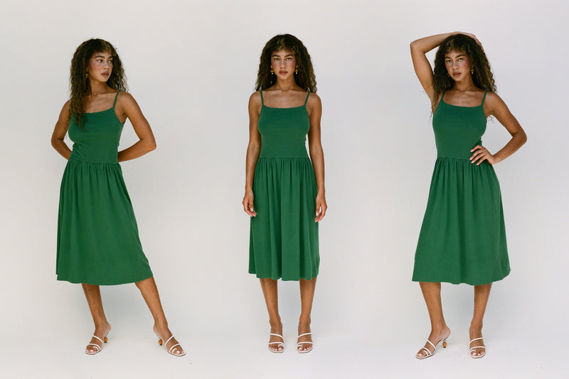 LaPointe Dropwaist Midi Dress - Emerald