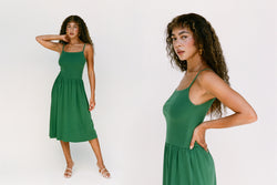 LaPointe Dropwaist Midi Dress - Emerald