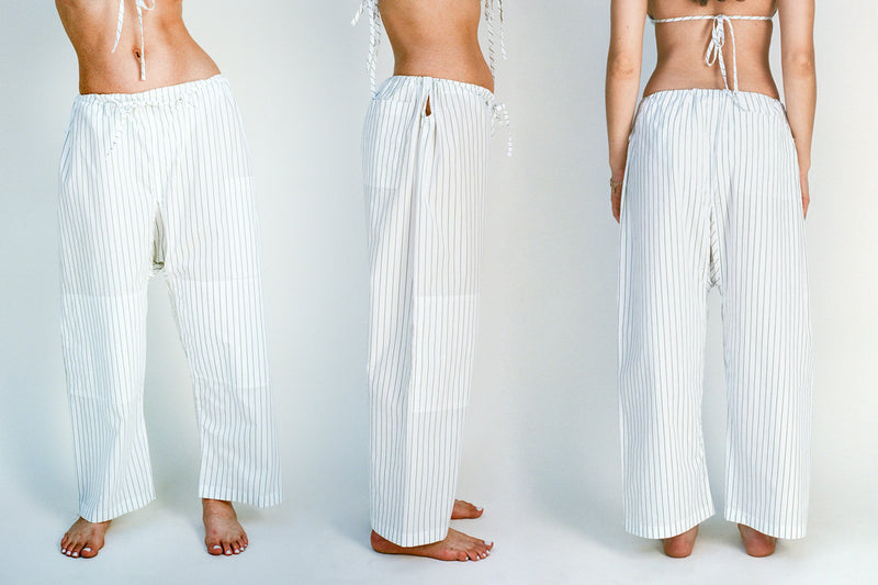 The Lou Pant 2.0 - White and Green Stripe
