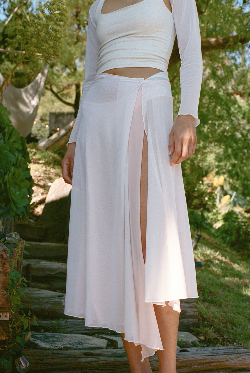 White maxi mesh skirt Clearance