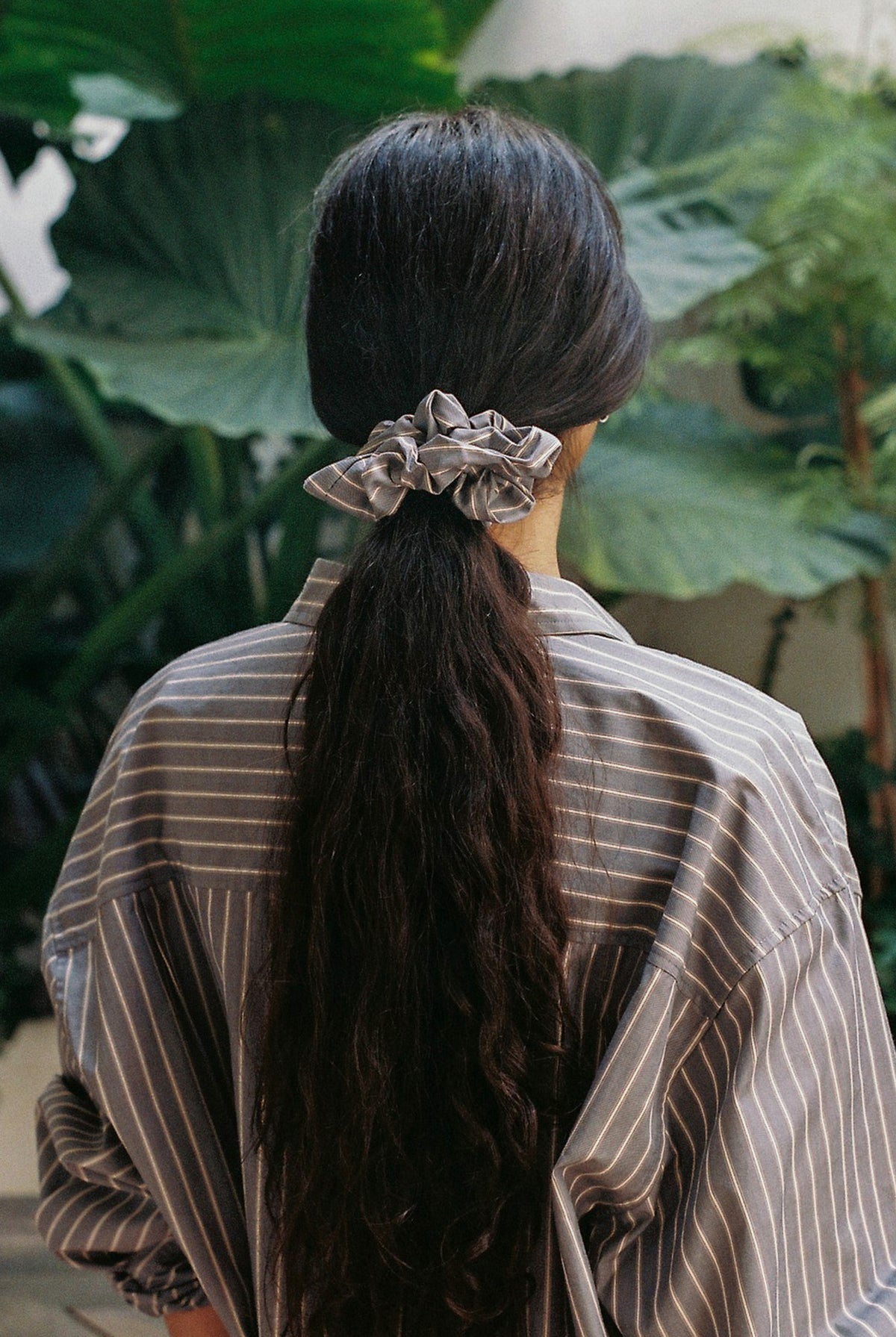 Stripe Poplin Scrunchie - Navy Stripe