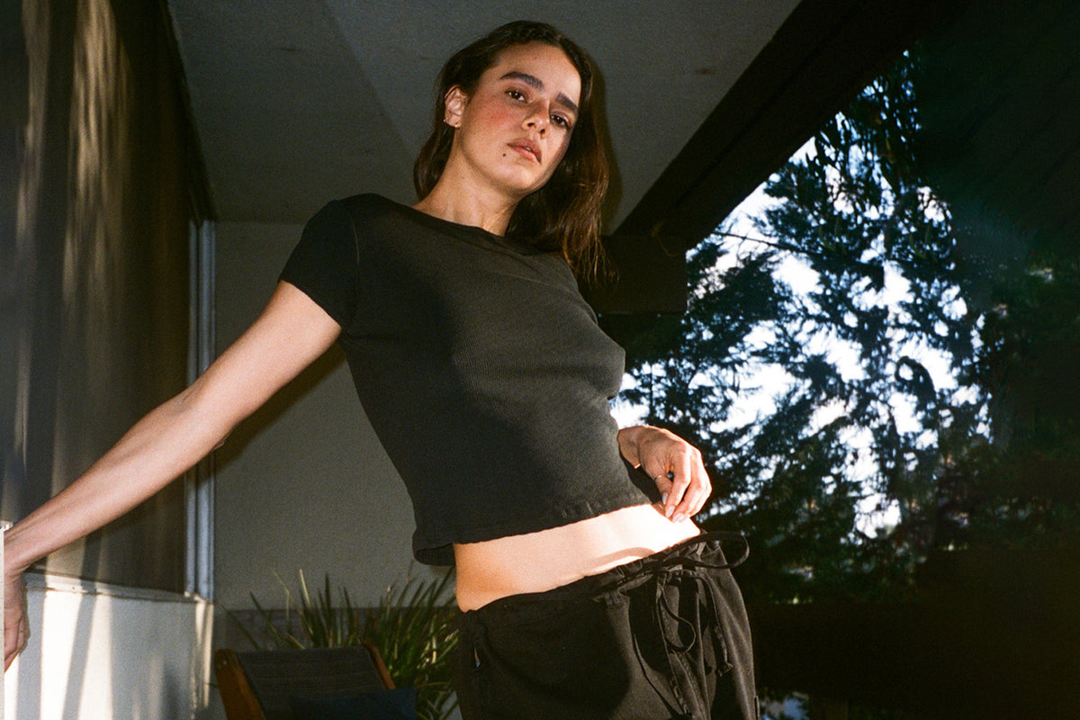 Pointelle Perla Tee - Black | GIL RODRIGUEZ