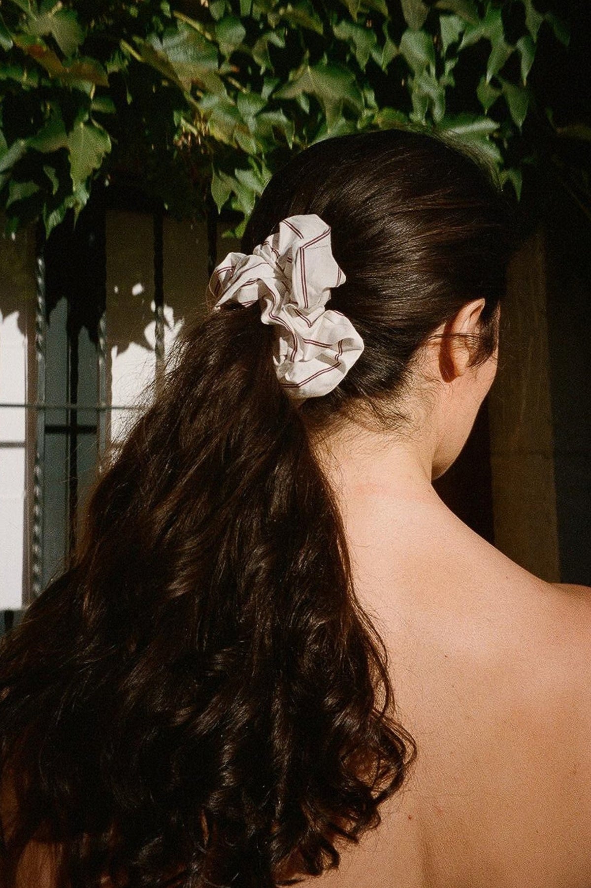 Stripe Cotton Scrunchie - Burgundy Stripe