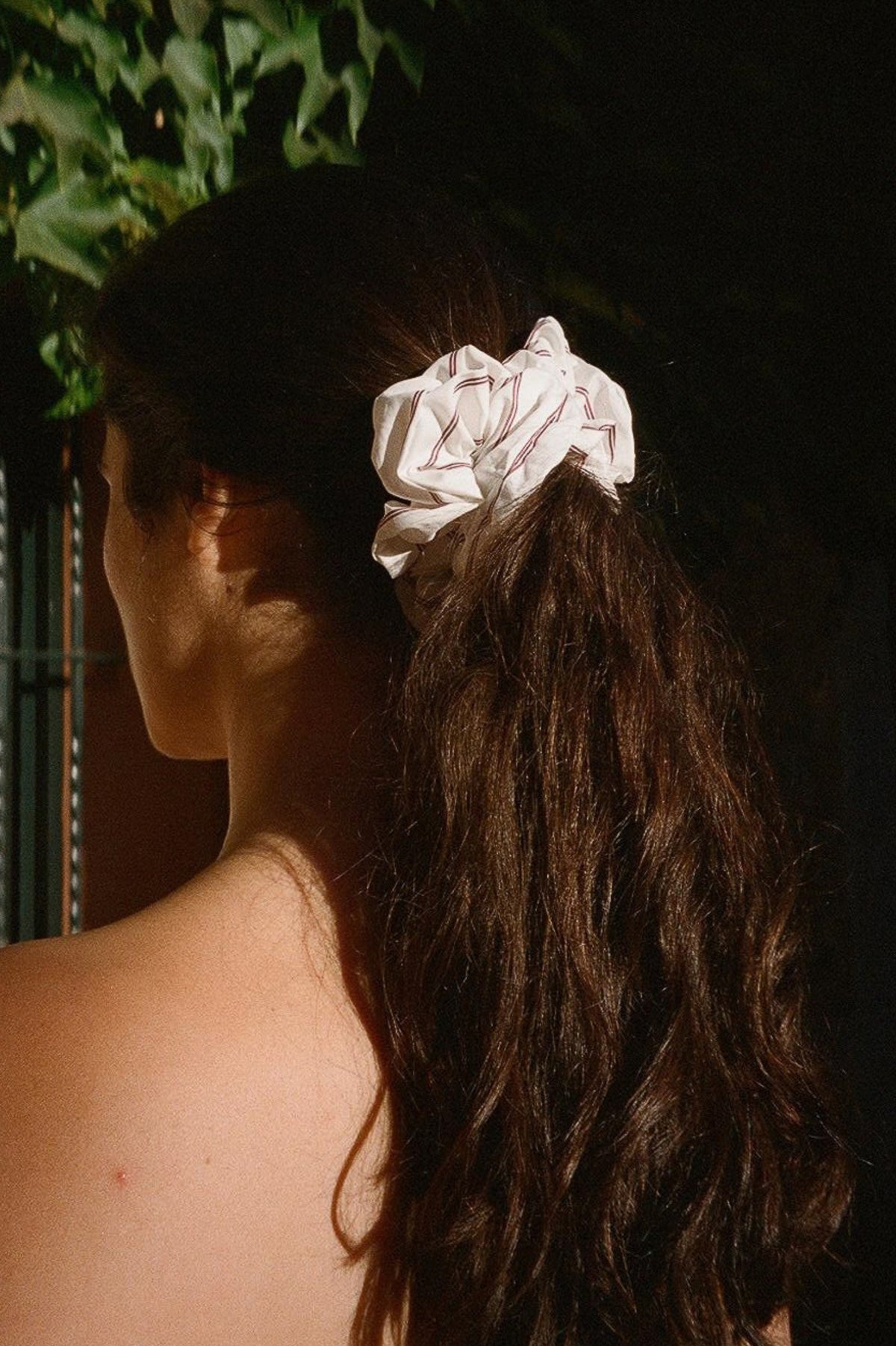Stripe Cotton Scrunchie - Burgundy Stripe
