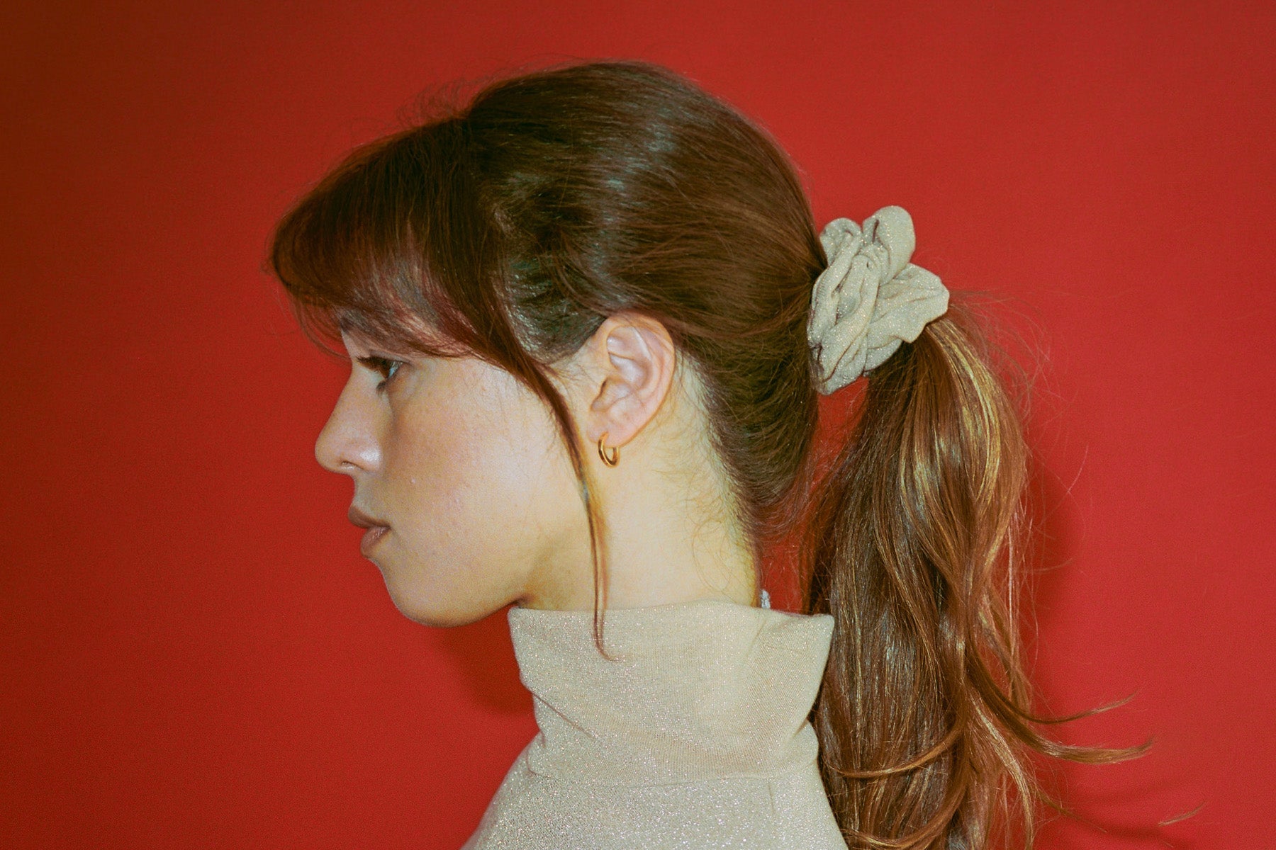 Shimmer Knit Scrunchie - Champagne