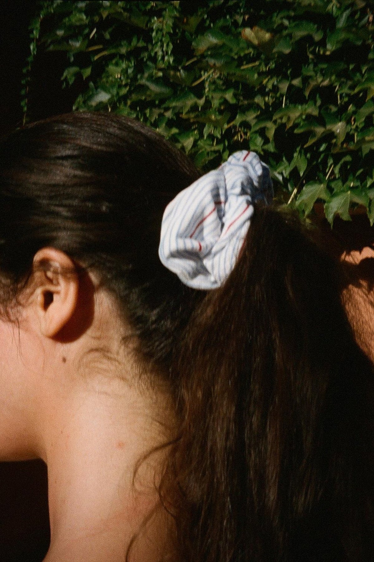Stripe Cotton Scrunchie - Blue & Red Stripe