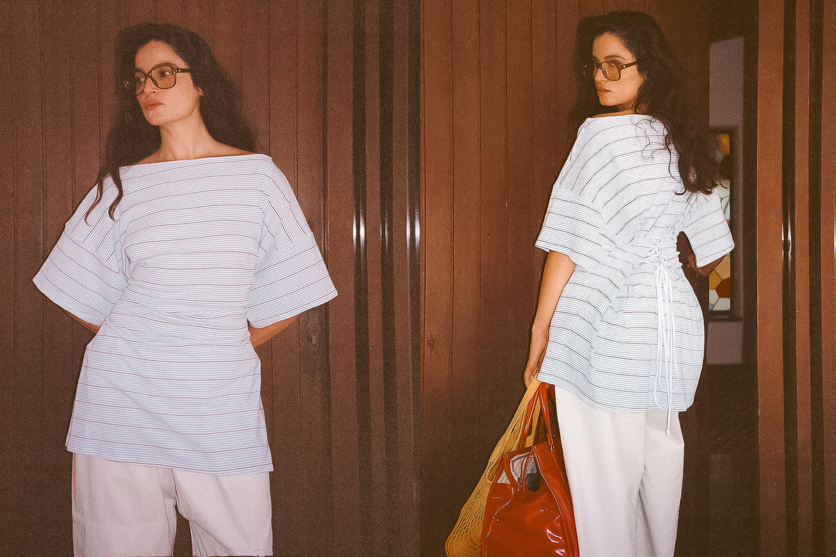 Skipper Shirt Dress - Striped Baby Rib