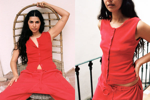Sophie Sleeveless Cardigan - Tomate | GIL RODRIGUEZ