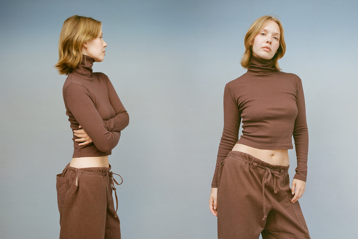 Turtleneck L/S Bellevue Tee - Chocolate | GIL RODRIGUEZ