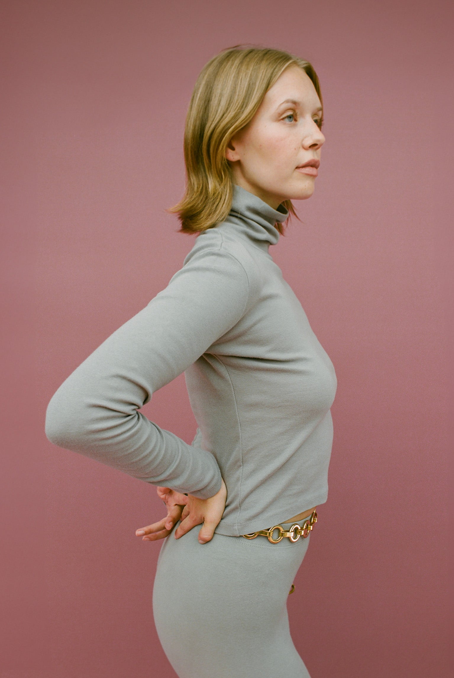 Turtleneck L/S Bellevue Tee - Neutral Grey