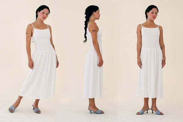 LaPointe Dropwaist Midi Dress - White