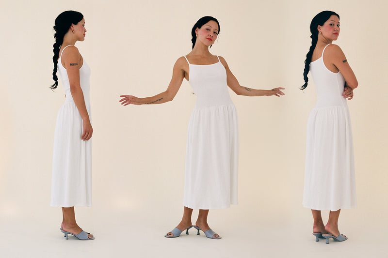 LaPointe Dropwaist Midi Dress - White