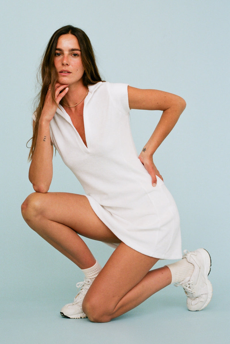 Coco Terry Tennis Dress - White